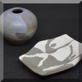 P59. Pair of Studio pottery vase and dish. Vase: 2.5”h x 2.5”w. Dish: 3.5” x 3” - $$8 each 